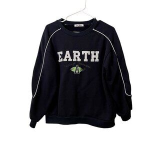 Free Valley Earth navy blue crewneck sweater top fleece comfortable winter